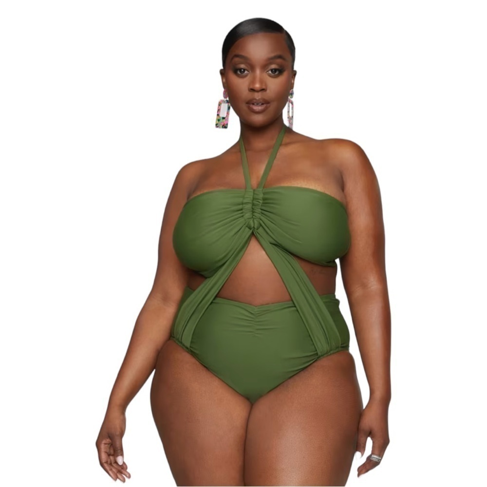 Fashion to Figure Martine Halter Style Monokini in Olive Size 1